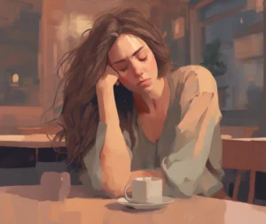 Frau mit gestörter Nebennierenfunktion, chronische Erschöpfung